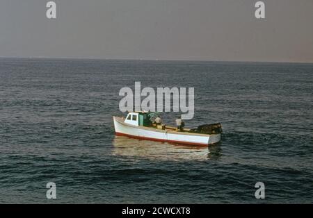 Commercial lobstermen in the New York bight ca.  June 1974 Stock Photo