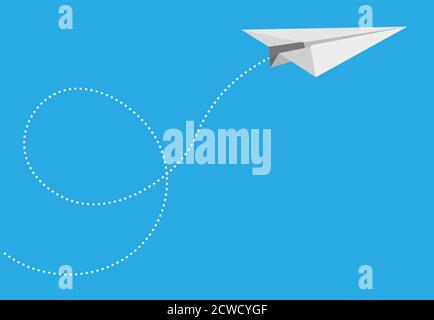 paper plane in flight against blue background vector illustration Stock Vector