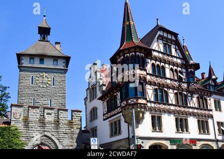 Konstanz, Germany - May 27, 2020: Schnetztor, fortified gate of the former city walls. Stock Photo