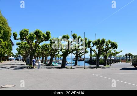 Konstanz, Germany - May 27, 2020: Constance city garden with promenade. Stock Photo