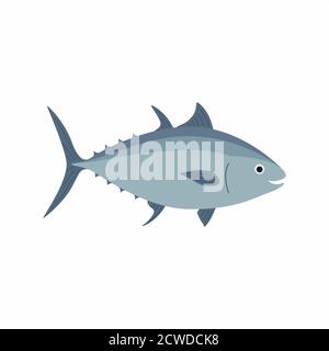 Tuna fish. Vector illustration isolated on white background. Stock Vector