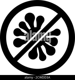 Antibacterial, No Virus, Stop Bacteria. Flat Vector Icon illustration. Simple black symbol on white background. Antibacterial No Virus Stop Bacteria s Stock Vector
