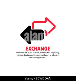 Exchange icon. Black direction arrows for transfer, sync, migration data. Vector on isolated white background. EPS 10 Stock Vector