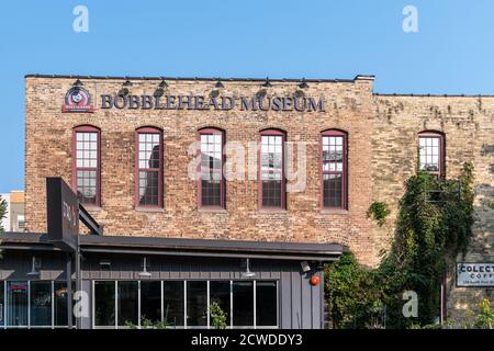 Milwaukee, WI: 23 September 2020:  A image of the bobblehead museum located in downtown Milwaukee Stock Photo