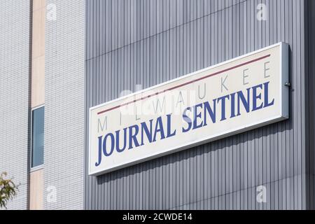 Milwaukee, WI: 23 September 2020:  The Milwaukee journal sentinel newspaper located in downtown Milwaukee Stock Photo