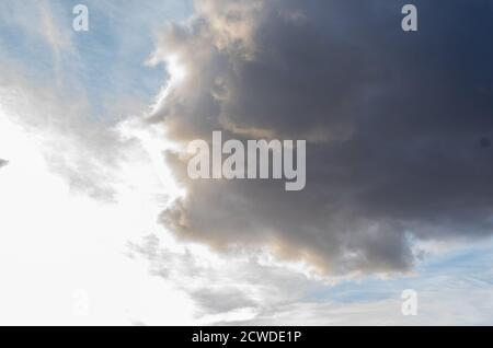 Background of soft clouds in the blue sky. Stock Photo