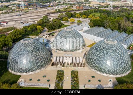 Milwaukee, WI: 23 September 2020:  An aerial image of the Mitchell domes in Milwaukee Wisconsin Stock Photo