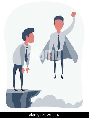 Confident superhero businessman rising up. Stock Vector
