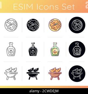 Gourd recipes icons set Stock Vector