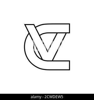 letter cv line thin linked logo vector Stock Vector