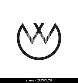 letter ow simple geometric line logo vector Stock Vector