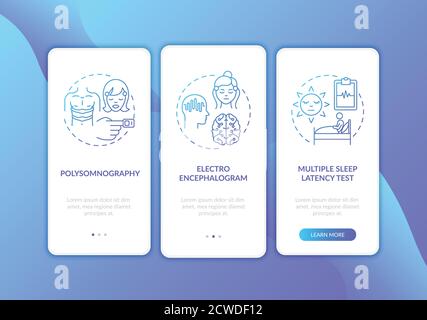 Daytime nap study blue gradient onboarding mobile app page screen with concepts Stock Vector