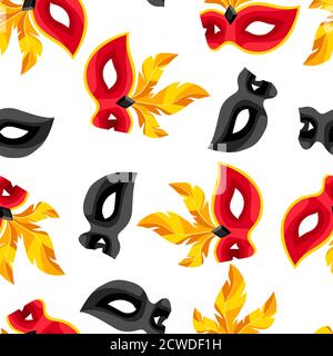 Seamless pattern with carnival masks. Stock Vector