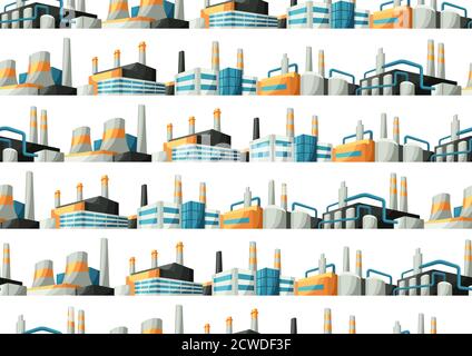 Seamless pattern with factories or industrial buildings. Stock Vector