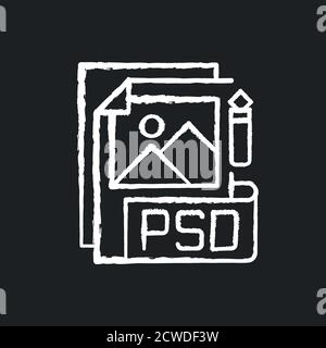 PSD file chalk white icon on black background Stock Vector