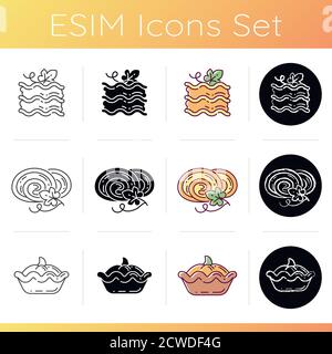 Pumpkin dishes icons set Stock Vector
