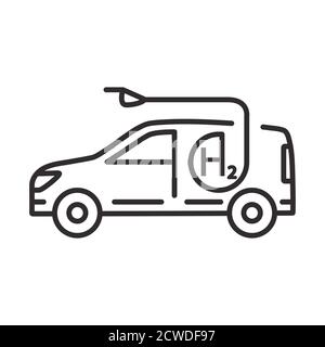 Car sedan hydrogen filling. Vehicle refueling. Symbol for a mobile application or website. Stock Vector