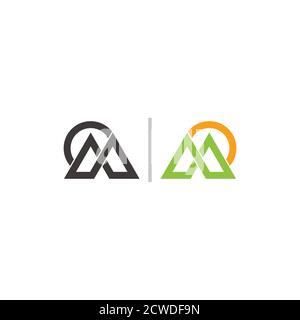 letter m mountain sun colorful design geometric line art logo vector Stock Vector