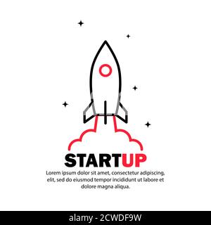 Start up icon. Rocket launch and smoke. Startup project concept. Vector on isolated white background. EPS 10 Stock Vector