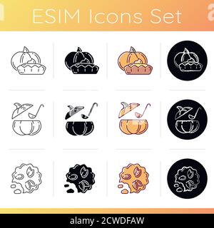 Autumn dishes recipes icons set Stock Vector