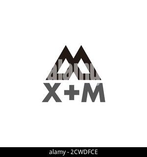 letter xm simple linked geometric line symbol vector Stock Vector