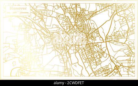 Hannover Germany City Map in Retro Style in Golden Color. Outline Map. Vector Illustration. Stock Vector