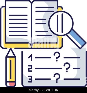 Reading examination RGB color icon Stock Vector