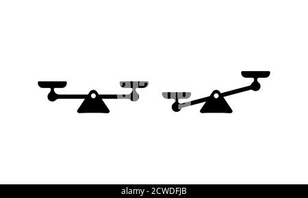 Mechanical scales icon in black. Justice, law scale. Value, solution and rationality balance. Vector on isolated white background. EPS 10 Stock Vector