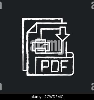 PDF file chalk white icon on black background Stock Vector