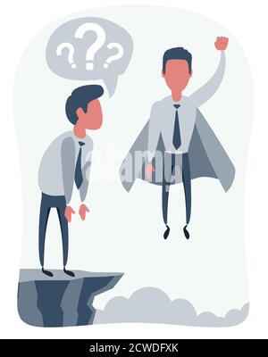 Confident superhero businessman rising up. Stock Vector