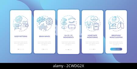 Sleep problems blue gradient onboarding mobile app page screen with concepts Stock Vector