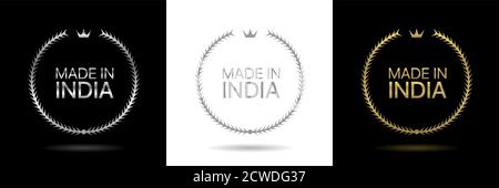 Made in India wreath icons Stock Vector