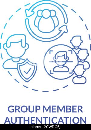 Group member authentication concept icon Stock Vector