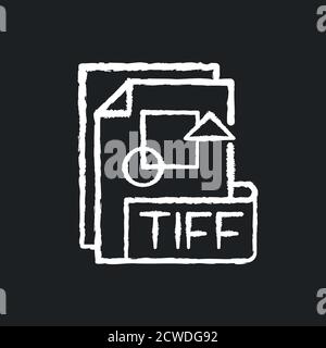 TIFF file chalk white icon on black background Stock Vector