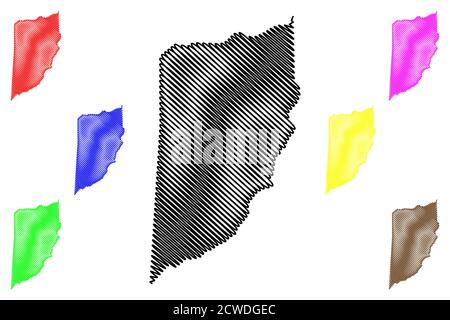 Cayo District (Belize, Districts of Belize) map vector illustration, scribble sketch Cayo map Stock Vector