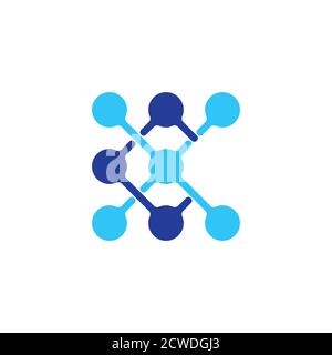 abstract letter c linked dots network overlapping logo vector Stock Vector