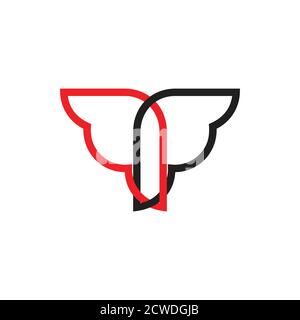 linked wings line art logo vector Stock Vector