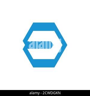 abstract letter e hexagonal geometric arrow logo vector Stock Vector