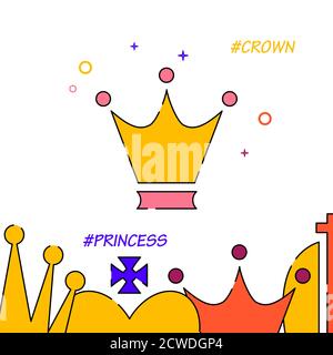 Royal crown filled line vector icon, simple illustration, royal crown related bottom border. Stock Vector