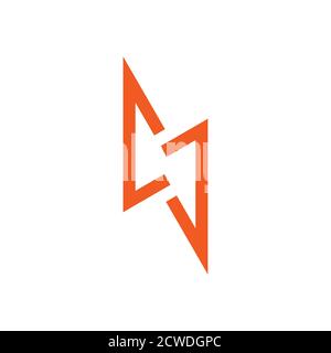 thunder simple geometric line design logo vector Stock Vector
