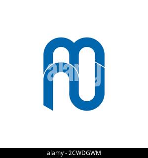letter mn simple curves linked logo vector Stock Vector