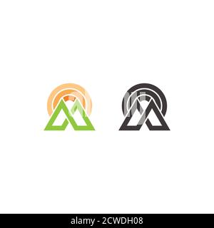 letter m stripes infinity signal symbol logo vector Stock Vector