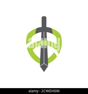 sword shield symbol logo vector Stock Vector