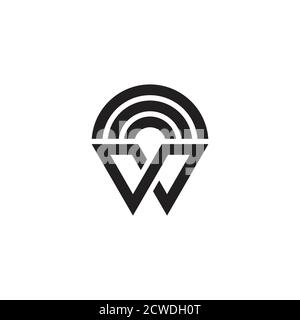 letter w stripes signal geometric line design logo vector Stock Vector