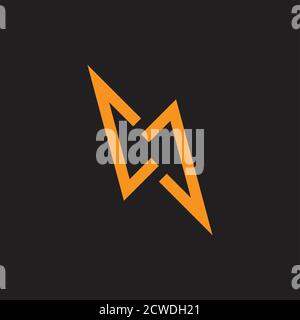 thunder simple geometric line design logo vector Stock Vector