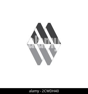letter mw simple geometric stripes logo vector Stock Vector