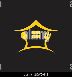 home spoon fork restaurant symbol logo vector Stock Vector