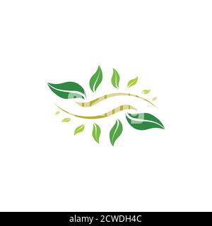 gradient leaf plant motion wind logo vector Stock Vector