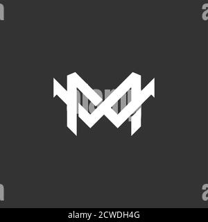 letter m linked arrow geometric line logo vector Stock Vector
