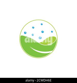 dew and green leaf circle geometric 3d logo Stock Vector